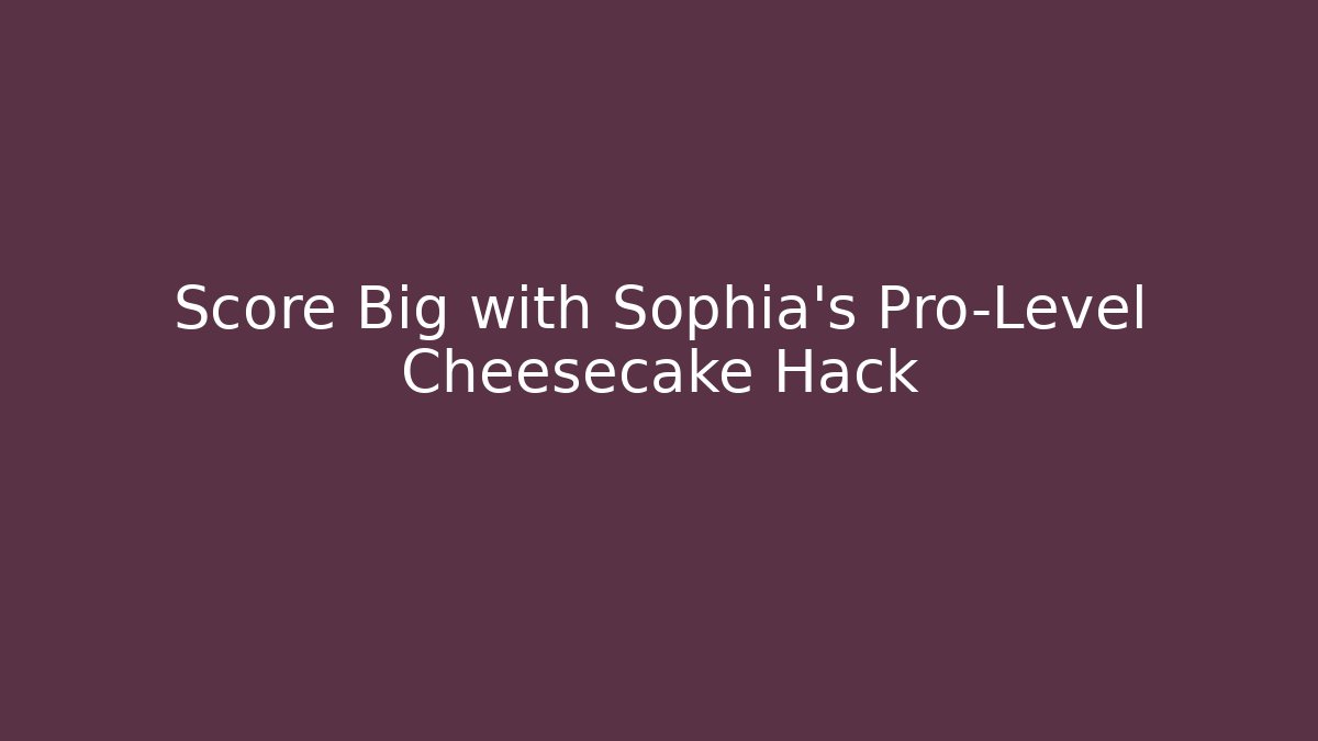 Score Big with Sophia's Pro-Level Cheesecake Hack - Critter Realm