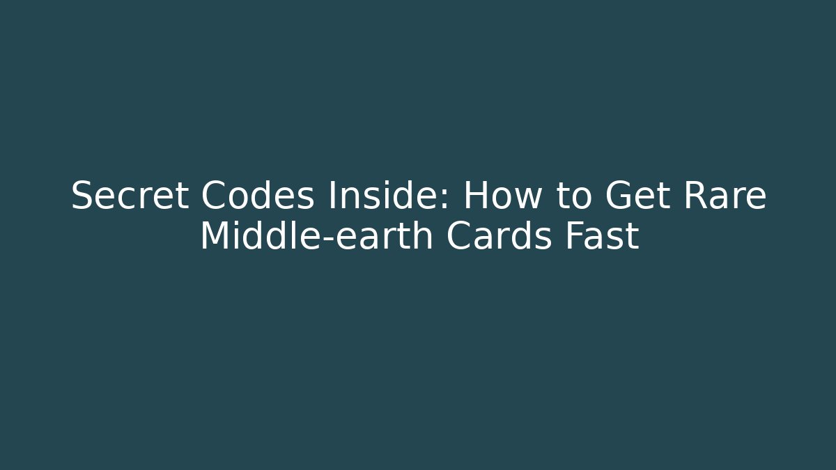 Secret Codes Inside: How to Get Rare Middle-earth Cards Fast
