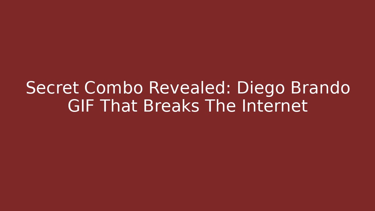Secret Combo Revealed: Diego Brando GIF That Breaks The Internet