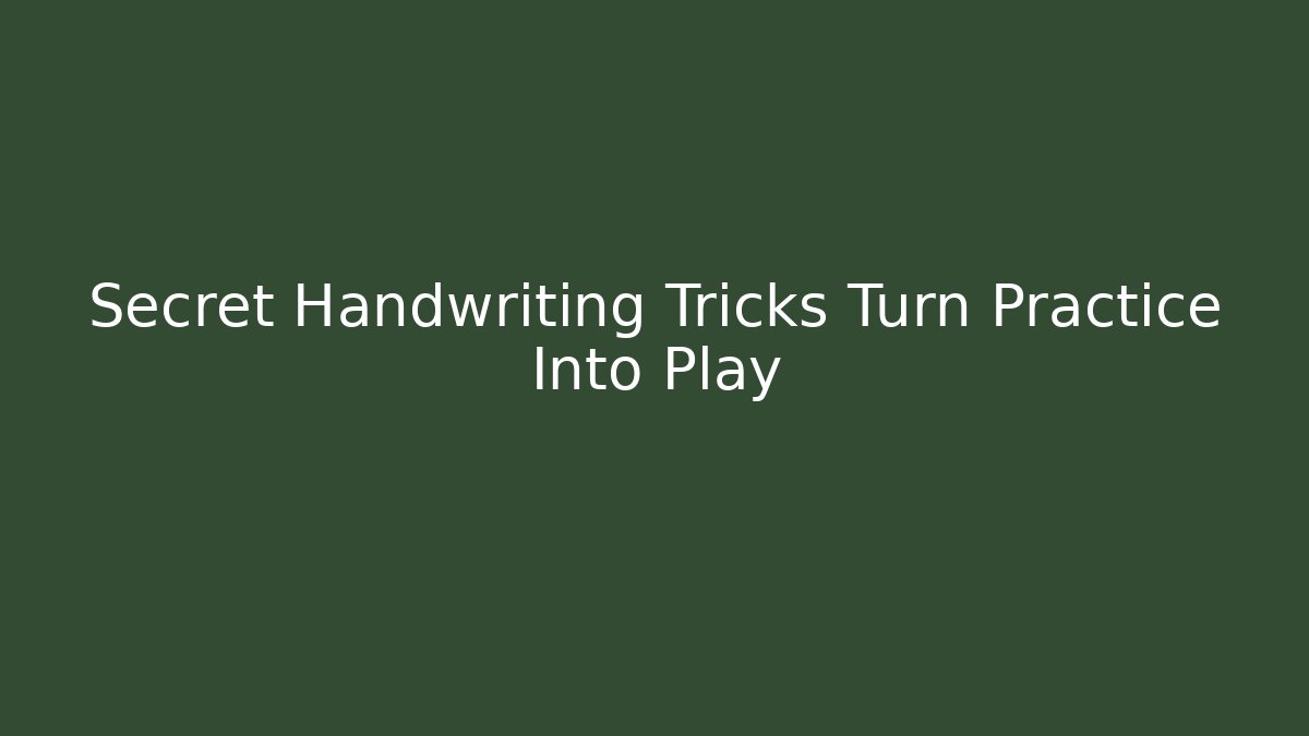 Secret Handwriting Tricks Turn Practice Into Play