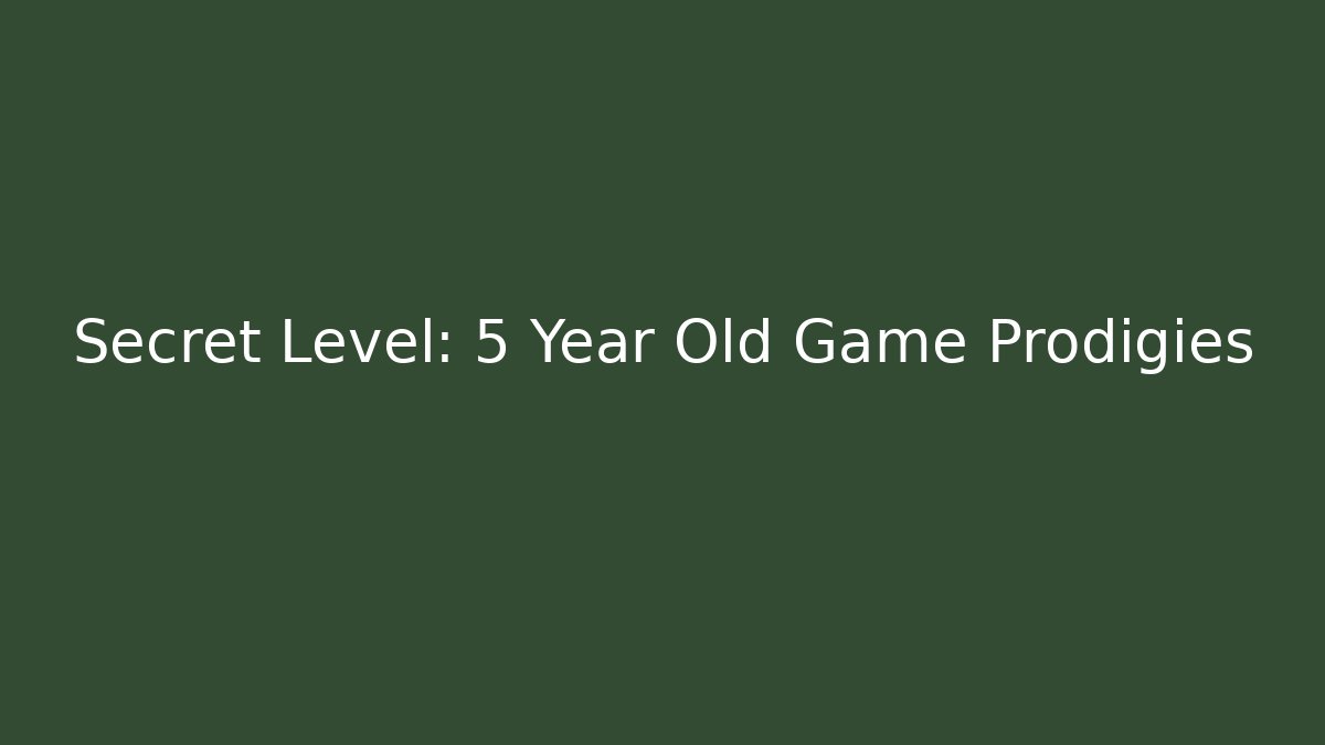 Secret Level: 5 Year Old Game Prodigies - Critter Realm