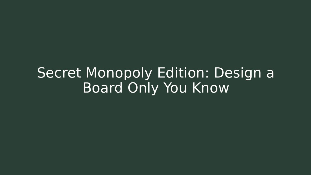 Secret Monopoly Edition: Design a Board Only You Know