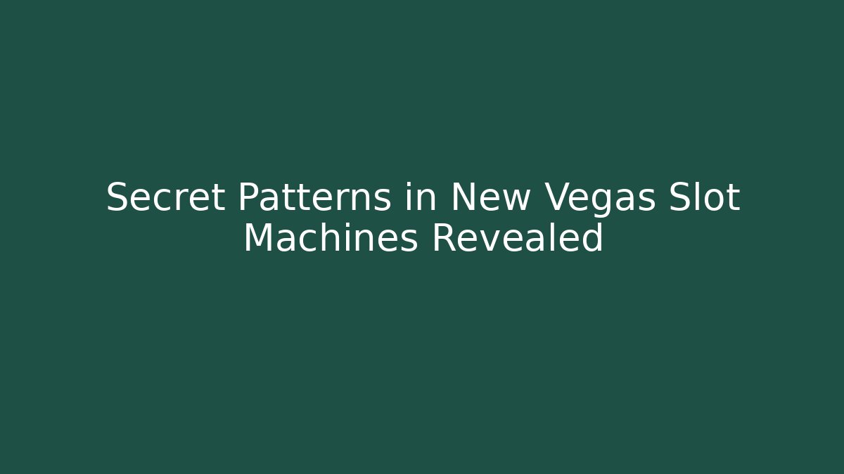 Secret Patterns in New Vegas Slot Machines Revealed