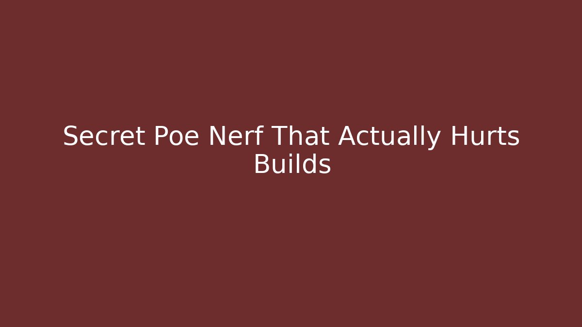 Secret Poe Nerf That Actually Hurts Builds - Critter Realm