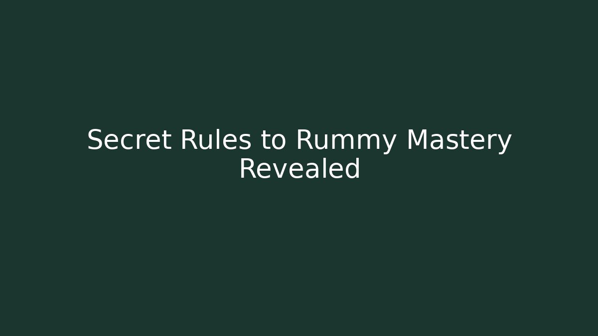 Secret Rules to Rummy Mastery Revealed