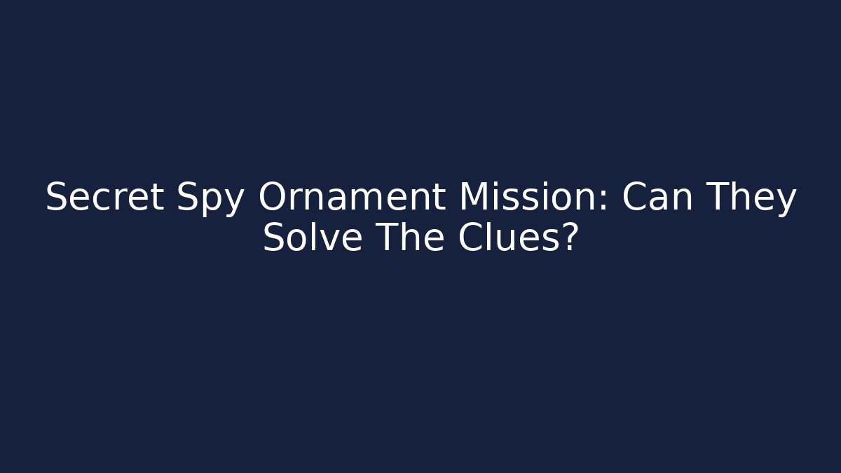 Secret Spy Ornament Mission: Can They Solve The Clues?