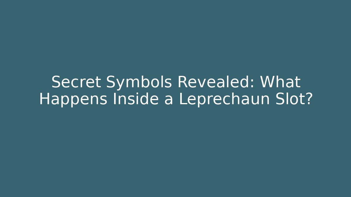 Secret Symbols Revealed: What Happens Inside a Leprechaun Slot?