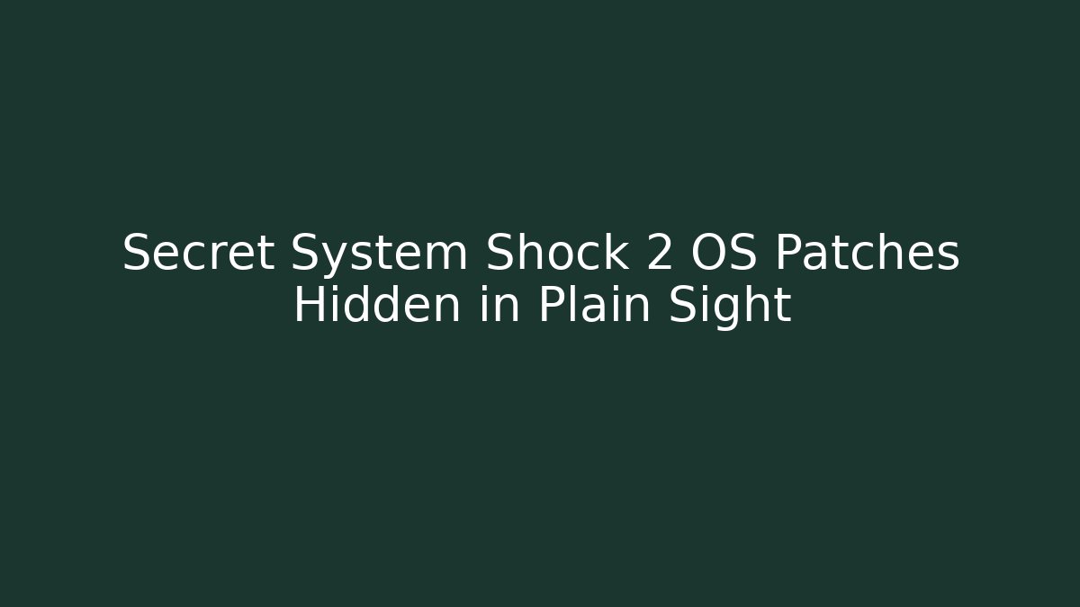 Secret System Shock 2 OS Patches Hidden in Plain Sight