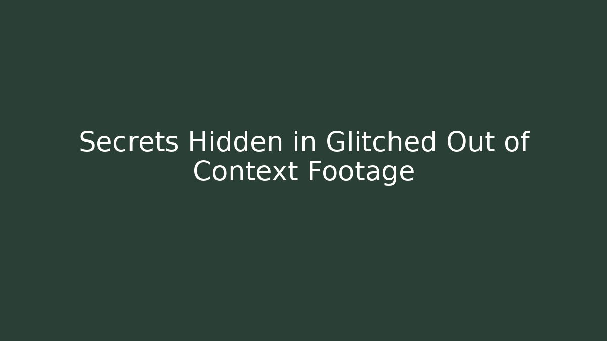 Secrets Hidden in Glitched Out of Context Footage
