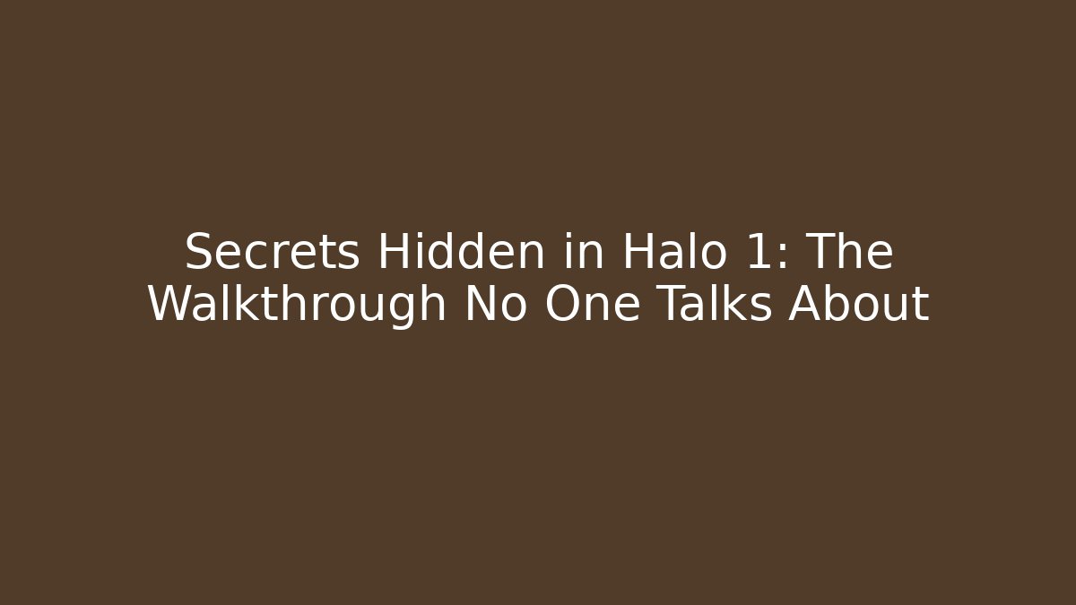 Secrets Hidden in Halo 1: The Walkthrough No One Talks About