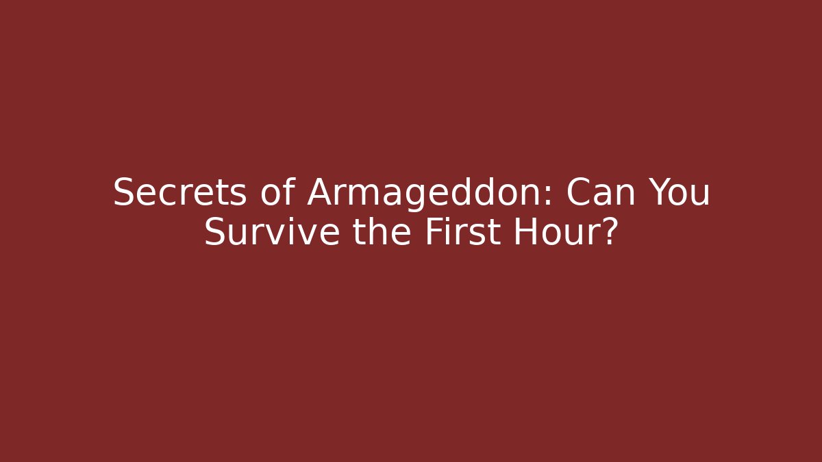 Secrets of Armageddon: Can You Survive the First Hour?