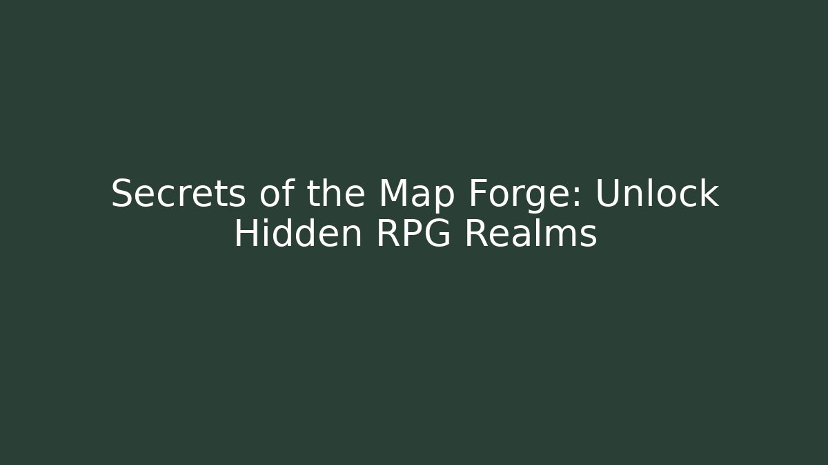 Secrets of the Map Forge: Unlock Hidden RPG Realms