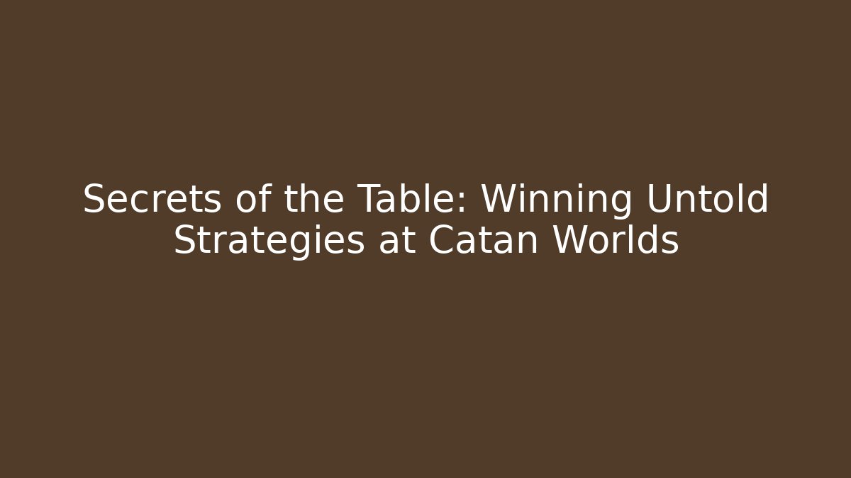 Secrets of the Table: Winning Untold Strategies at Catan Worlds