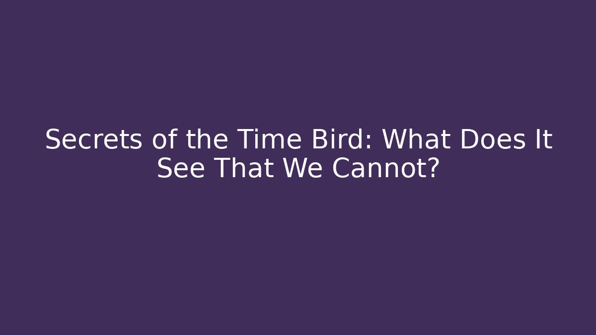Secrets of the Time Bird: What Does It See That We Cannot?