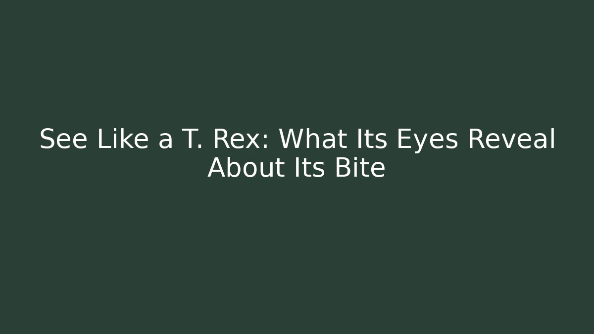 See Like a T. Rex: What Its Eyes Reveal About Its Bite