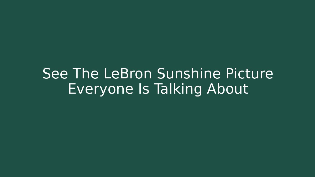 See The LeBron Sunshine Picture Everyone Is Talking About