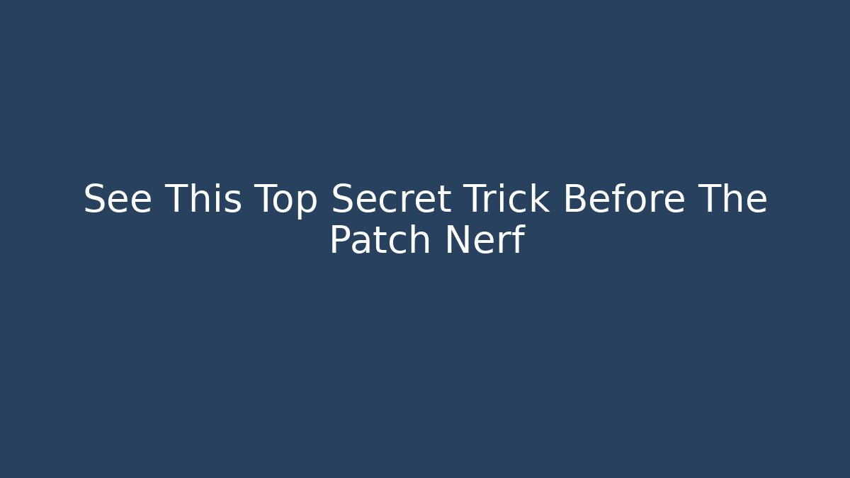 See This Top Secret Trick Before The Patch Nerf - Critter Realm