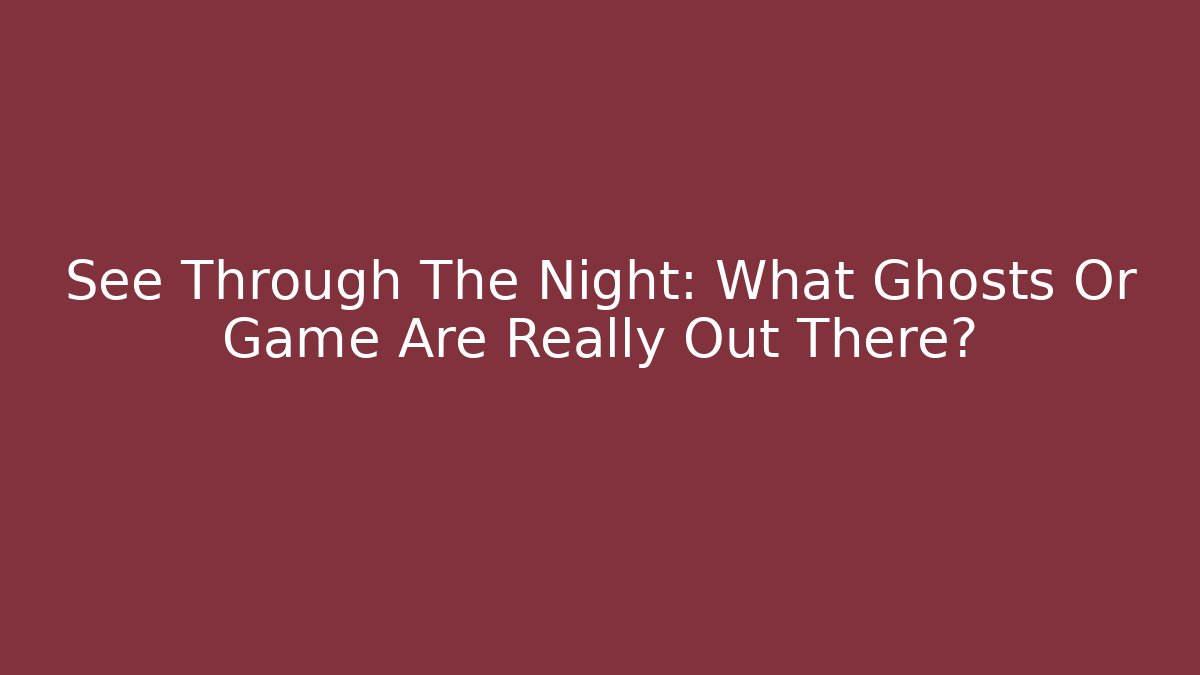 See Through The Night: What Ghosts Or Game Are Really Out There?