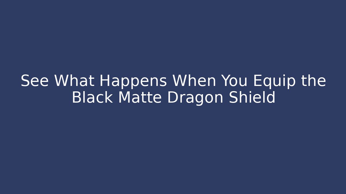 See What Happens When You Equip the Black Matte Dragon Shield