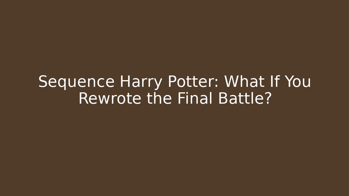 Sequence Harry Potter: What If You Rewrote the Final Battle?
