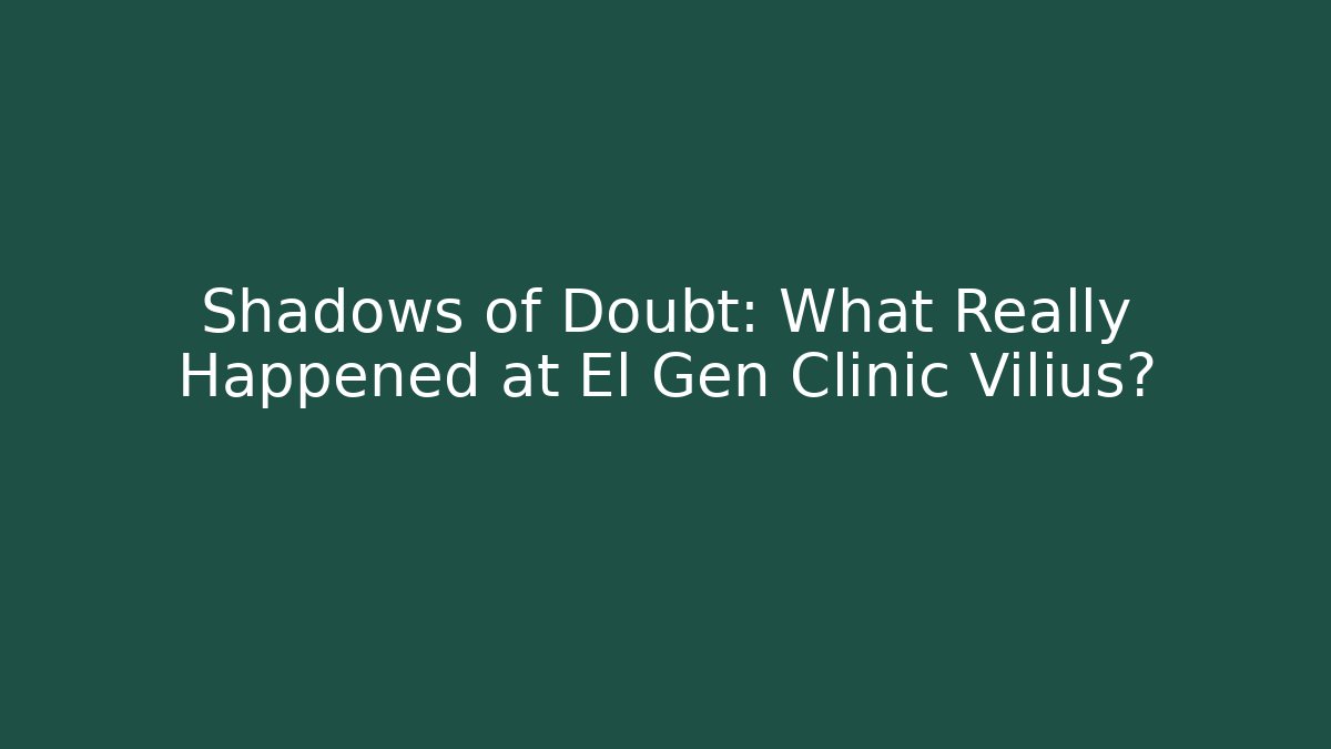 Shadows of Doubt: What Really Happened at El Gen Clinic Vilius?