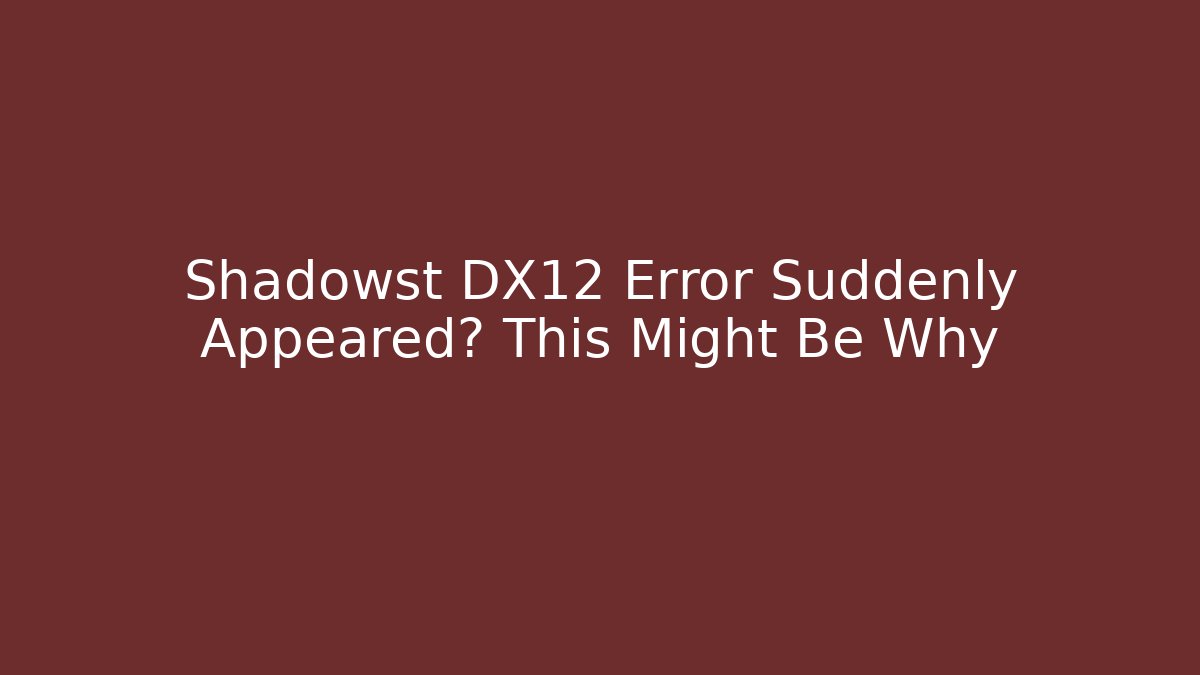 Shadowst DX12 Error Suddenly Appeared? This Might Be Why