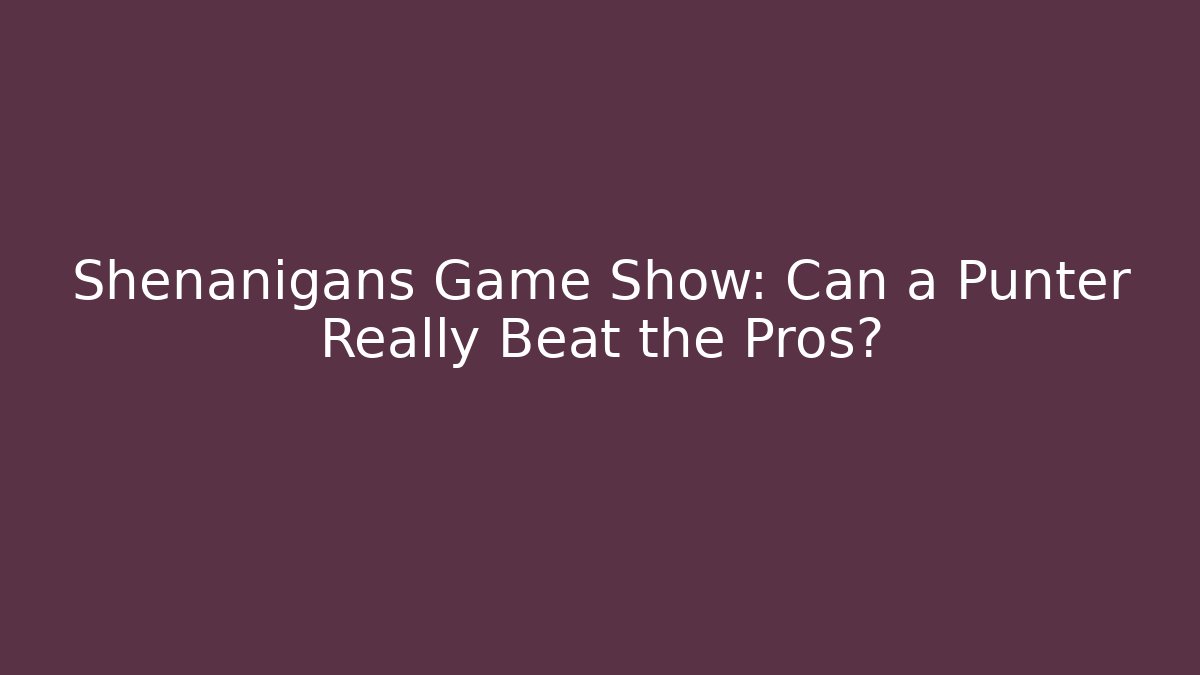 Shenanigans Game Show: Can a Punter Really Beat the Pros?