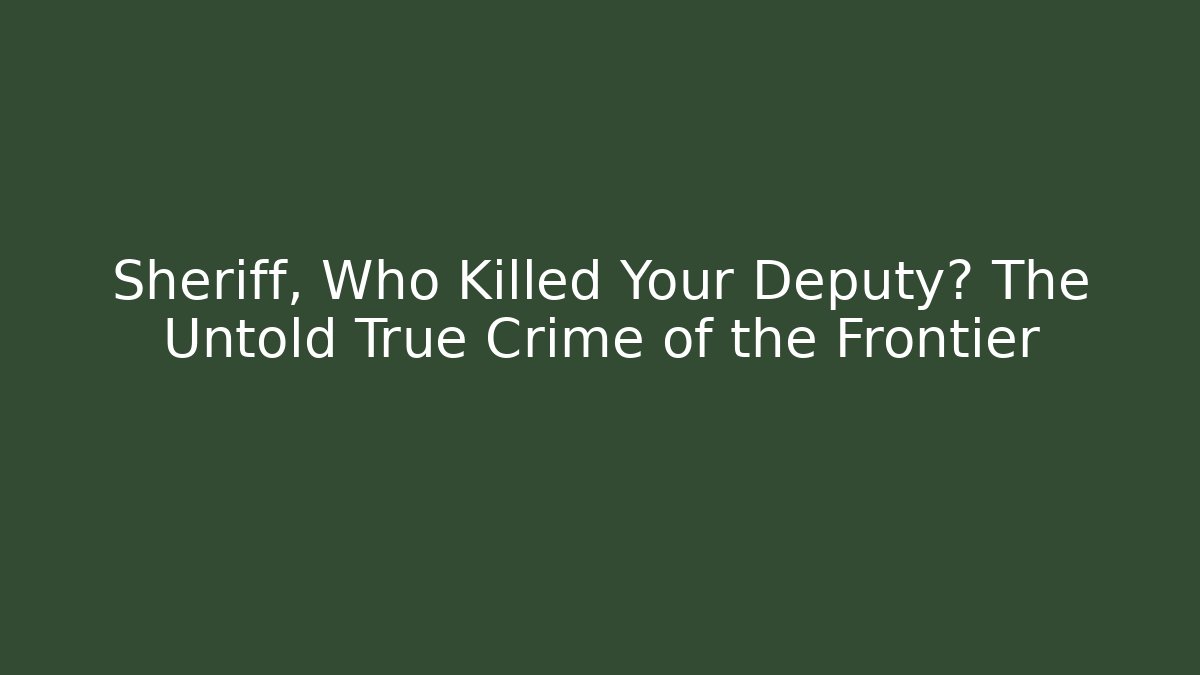 Sheriff, Who Killed Your Deputy? The Untold True Crime of the Frontier
