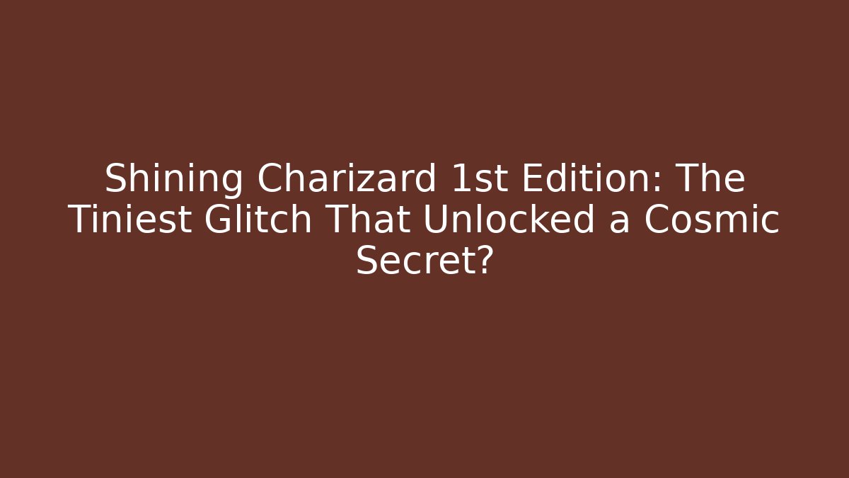 Shining Charizard 1st Edition: The Tiniest Glitch That Unlocked a Cosmic Secret? - Critter Realm