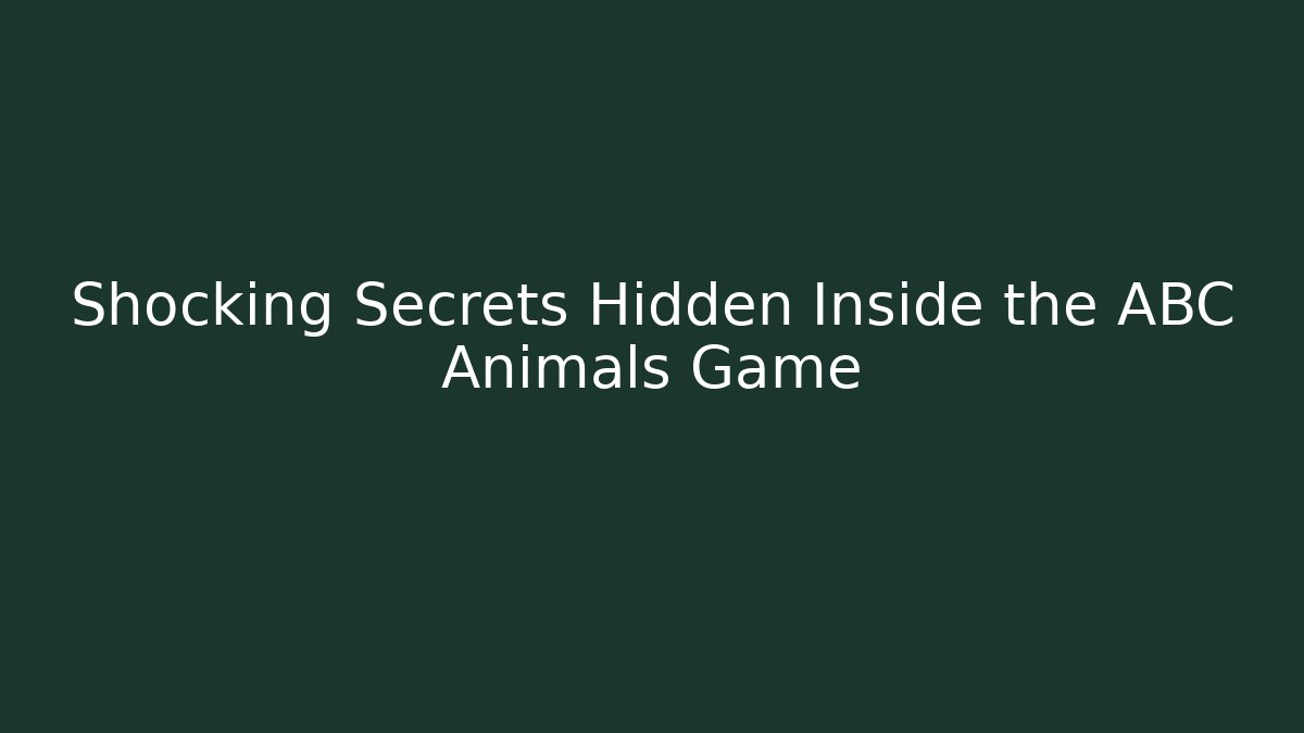 Shocking Secrets Hidden Inside the ABC Animals Game - Critter Realm