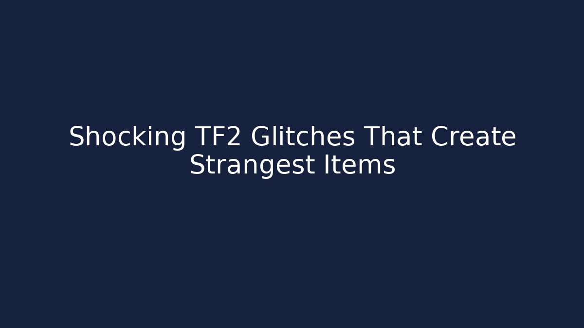 Shocking TF2 Glitches That Create Strangest Items