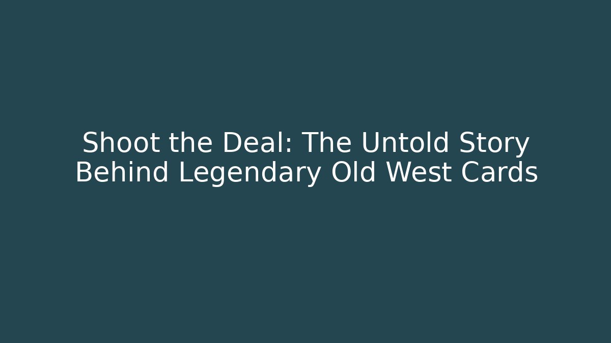Shoot the Deal: The Untold Story Behind Legendary Old West Cards