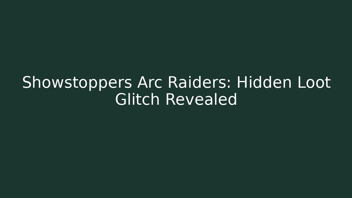 Showstoppers Arc Raiders: Hidden Loot Glitch Revealed