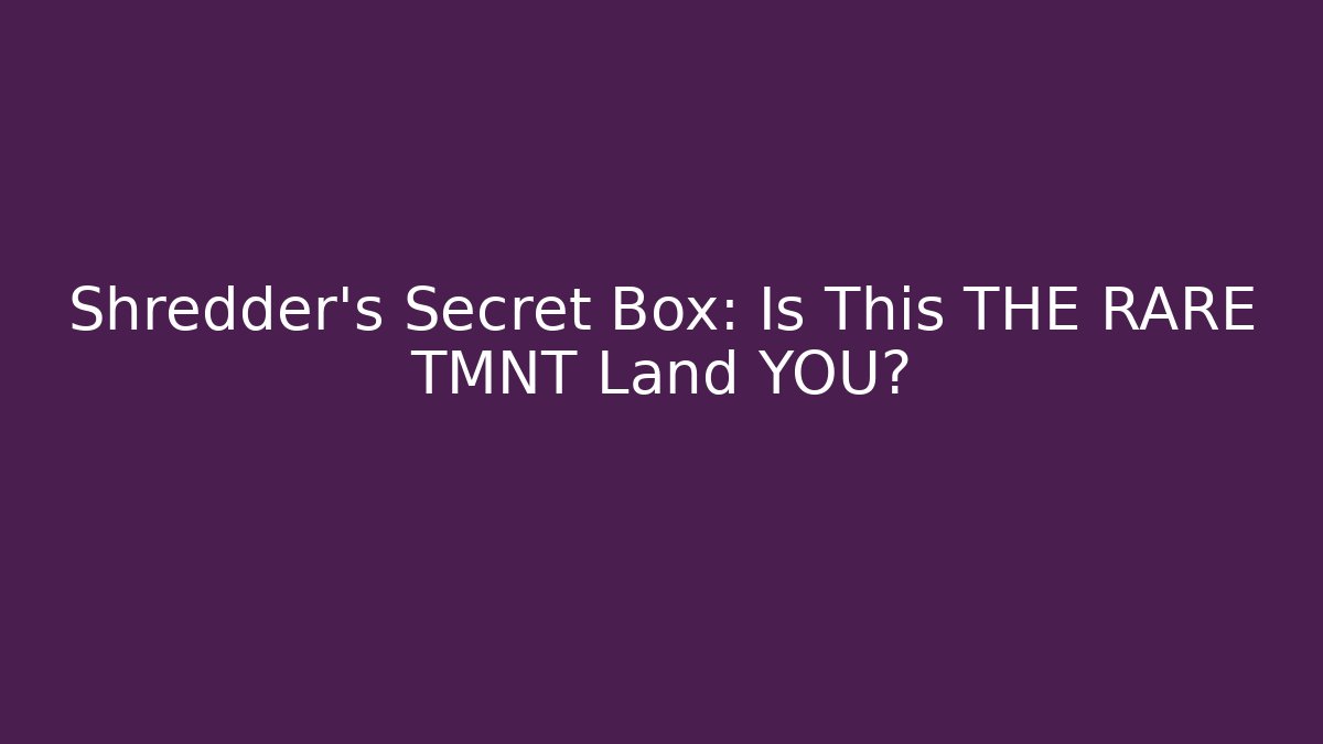 Shredder’s Secret Box: Is This THE RARE TMNT Land YOU?