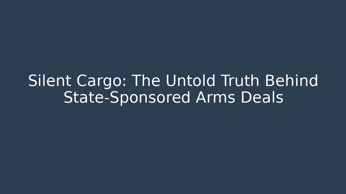 Silent Cargo: The Untold Truth Behind State-Sponsored Arms Deals