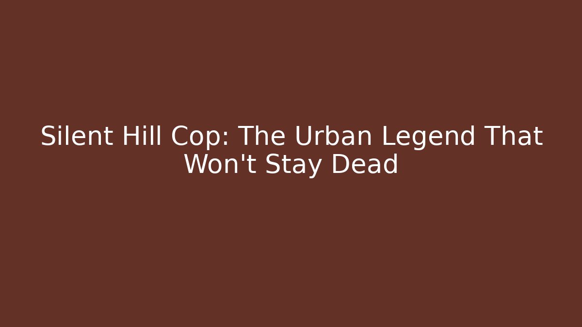 Silent Hill Cop: The Urban Legend That Won't Stay Dead