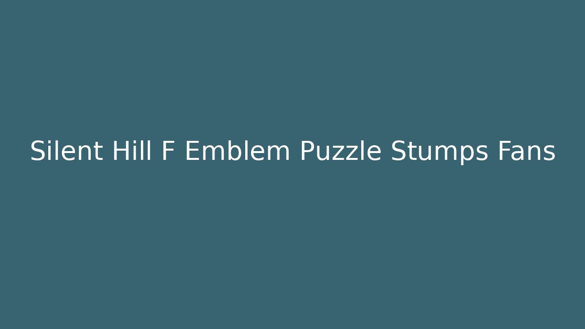 Silent Hill F Emblem Puzzle Stumps Fans