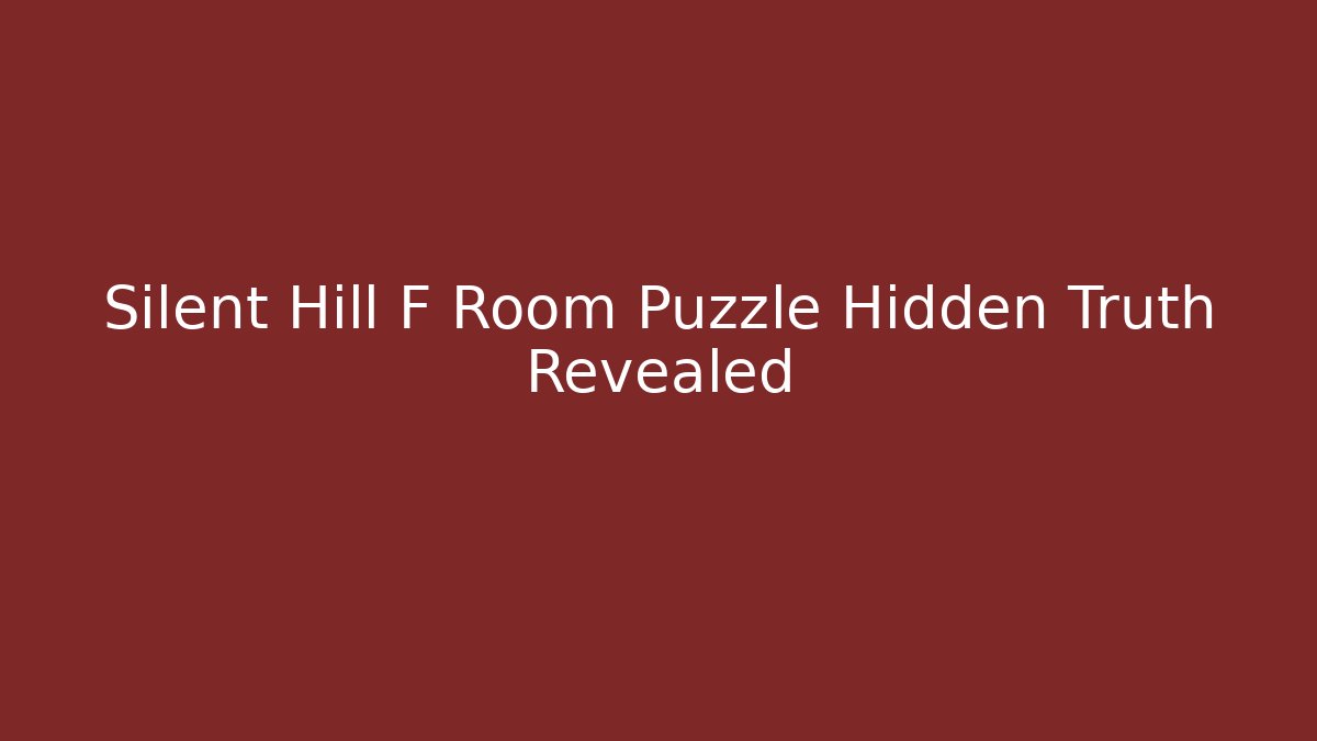 Silent Hill F Room Puzzle Hidden Truth Revealed