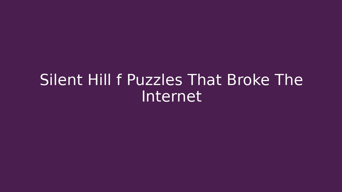 Silent Hill f Puzzles That Broke The Internet