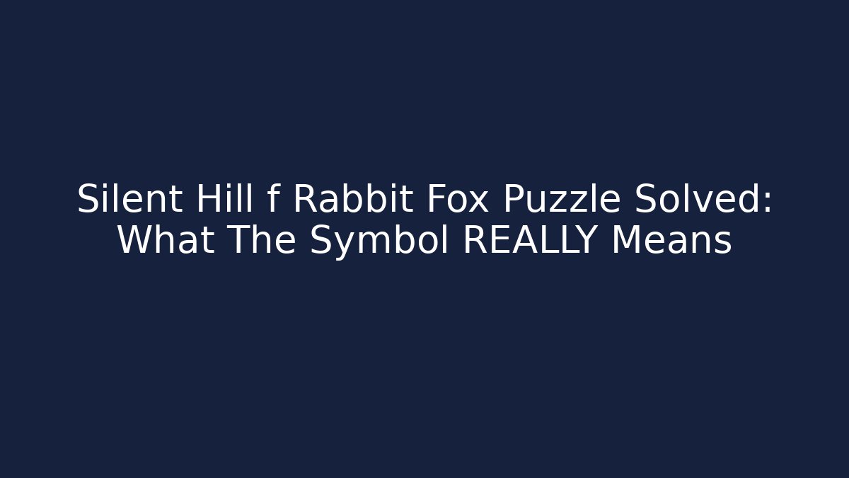 Silent Hill f Rabbit Fox Puzzle Solved: What The Symbol REALLY Means