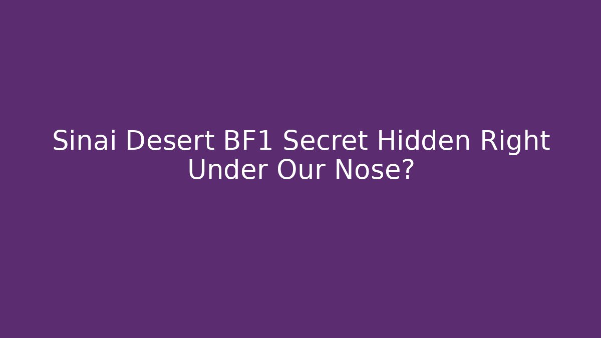 Sinai Desert BF1 Secret Hidden Right Under Our Nose?