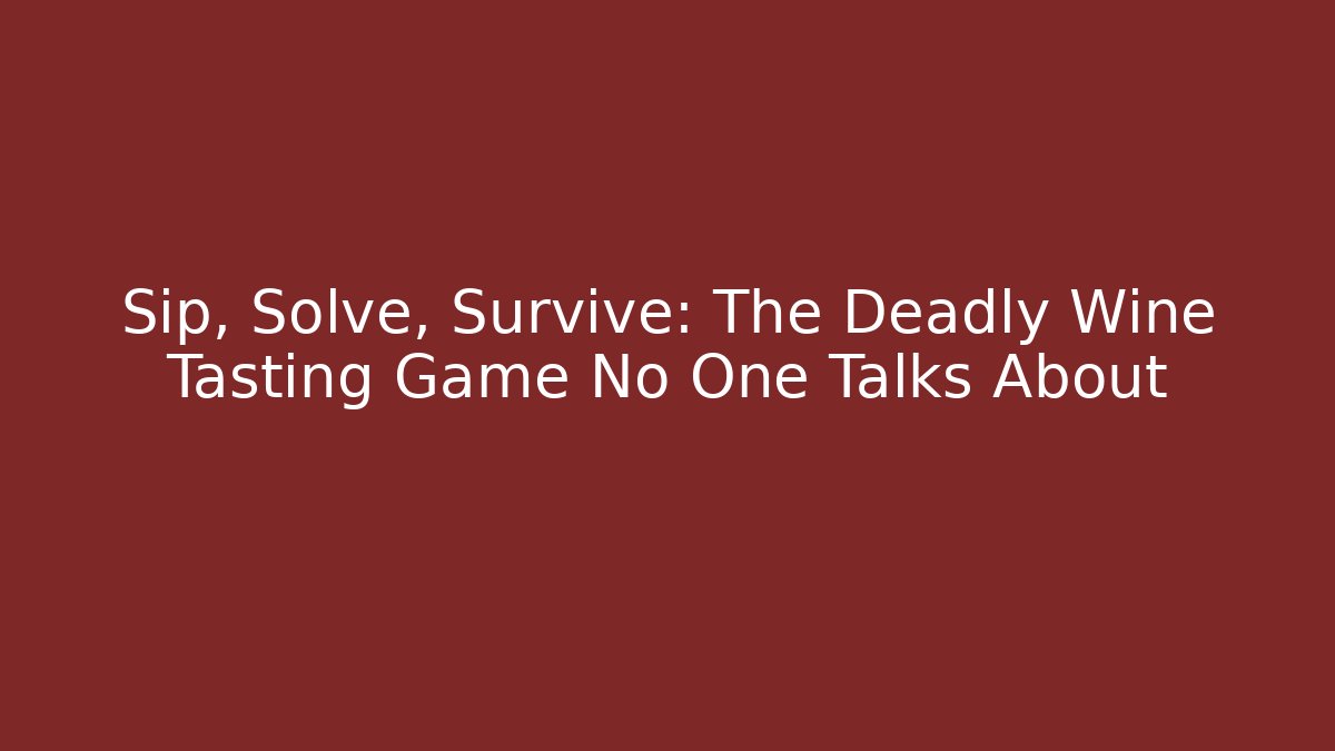 Sip, Solve, Survive: The Deadly Wine Tasting Game No One Talks About