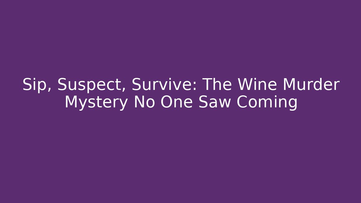 Sip, Suspect, Survive: The Wine Murder Mystery No One Saw Coming