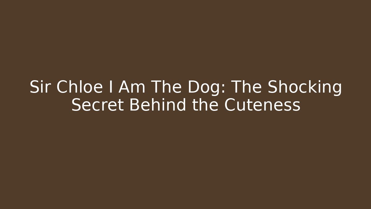 Sir Chloe I Am The Dog: The Shocking Secret Behind the Cuteness