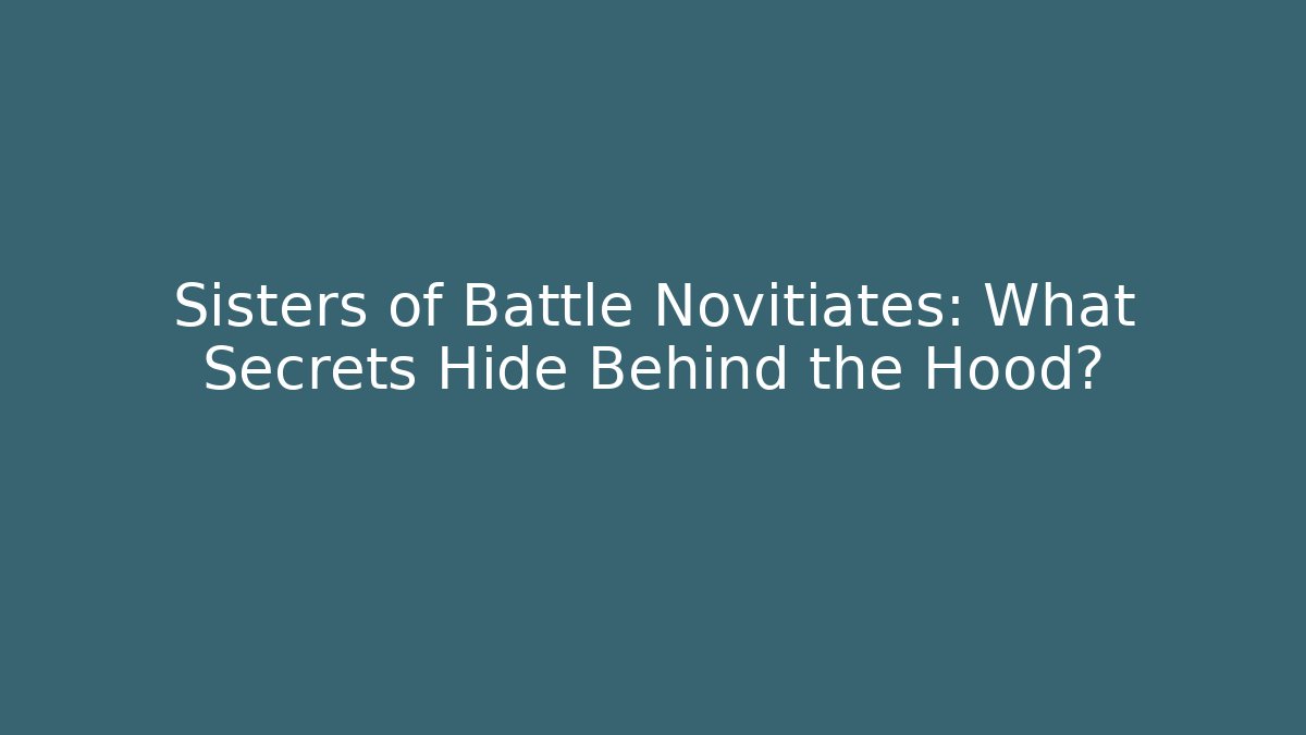 Sisters of Battle Novitiates: What Secrets Hide Behind the Hood?