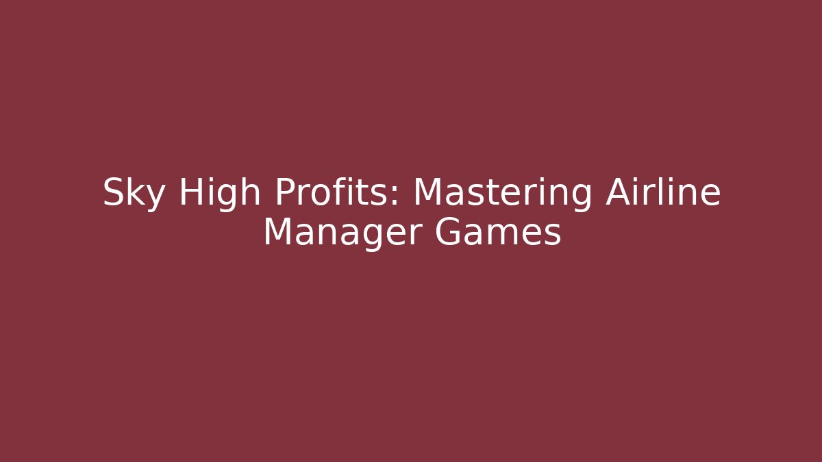 Sky High Profits: Mastering Airline Manager Games