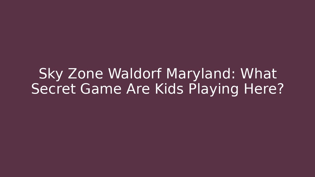 Sky Zone Waldorf Maryland: What Secret Game Are Kids Playing Here?