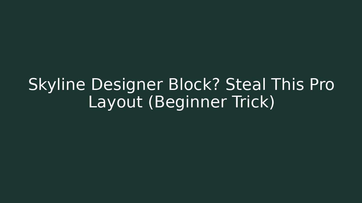 Skyline Designer Block? Steal This Pro Layout (Beginner Trick) - Critter Realm