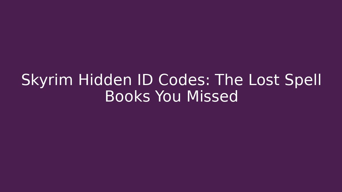 Skyrim Hidden ID Codes: The Lost Spell Books You Missed