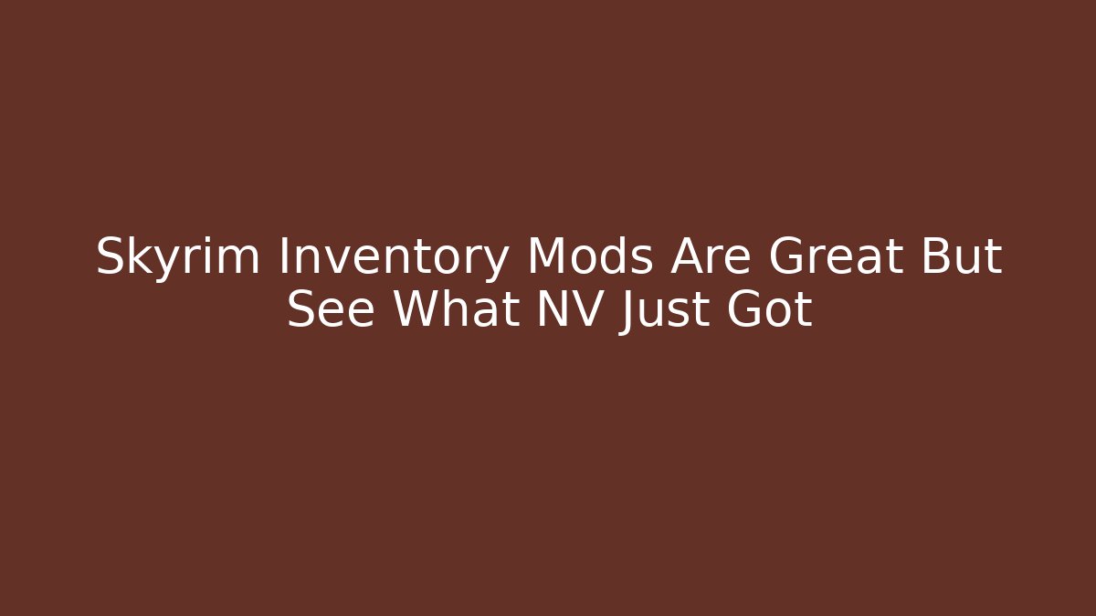 Skyrim Inventory Mods Are Great But See What NV Just Got